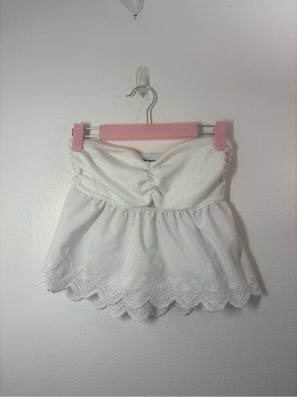Wild Fable White Strapless Eyelet Peplum Tube Top Size Small